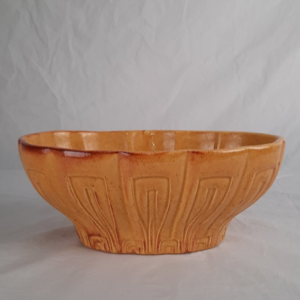 Vintage Harvest Gold Haeger No. 17 Planter Bowl - Made In USA